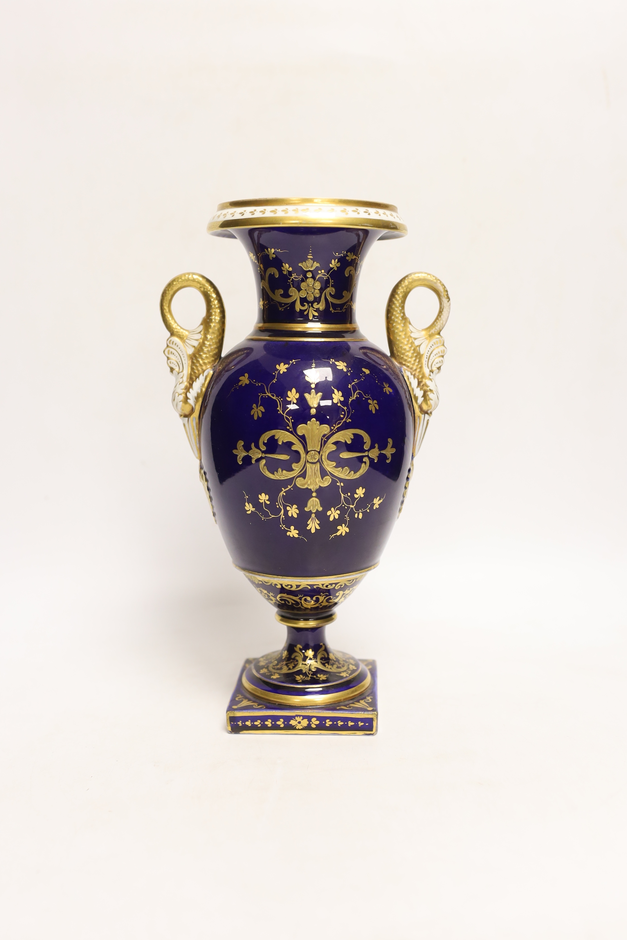 An English porcelain vase, c.1825, (label on base), exhibited at Grosvenor House Antiques Fair, 26.5cm